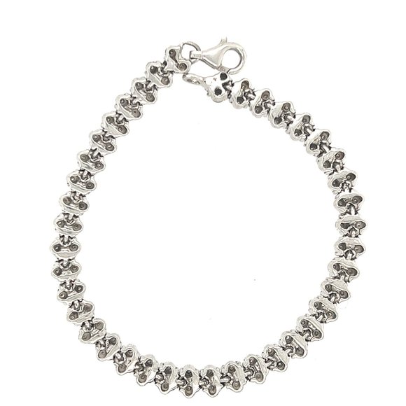 Circular Pattern Bracelet 925 Sterling Silver with Small Diamonds - Picture 3 of 3